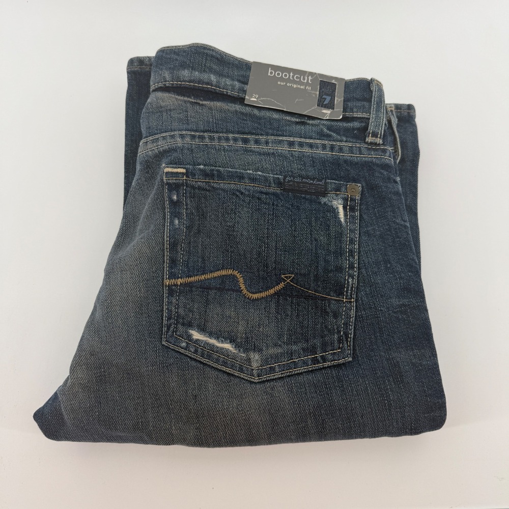 7 For All Mankind Bootcut Jeans 29 Distressed Dark Wash Original Fit USA Made
